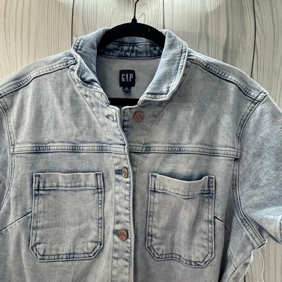 Gap Acid Wash Short Sleeve Denim Belted Romper/Jumper Size 16 NEW - Picture 3 of 13